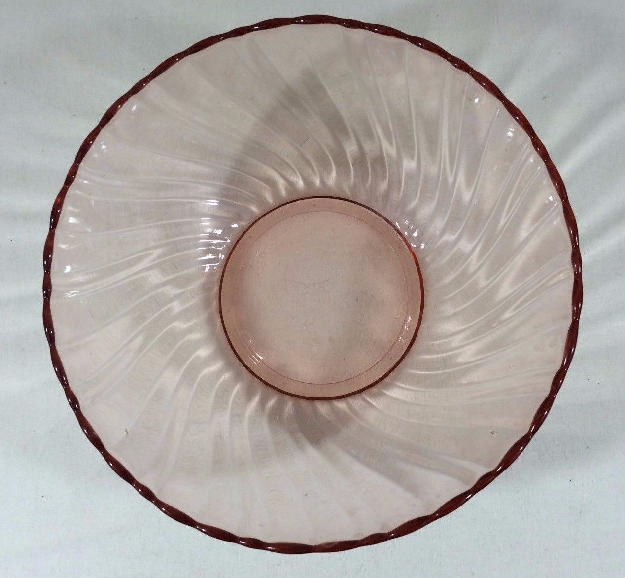 Arcoroc Rosaline Pink Swirled Glass 7-piece Salad Bowl Set-New in